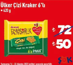 ÜLKER ÇİZİ KRAKER 6'LI 420 G fiyat ve kampanya bilgisi
